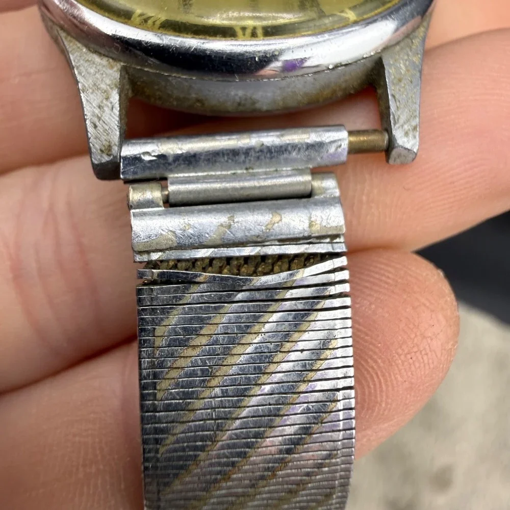 Vintage Medina Watch Military Silver Tone Unique Band‎ UNTESTED 9